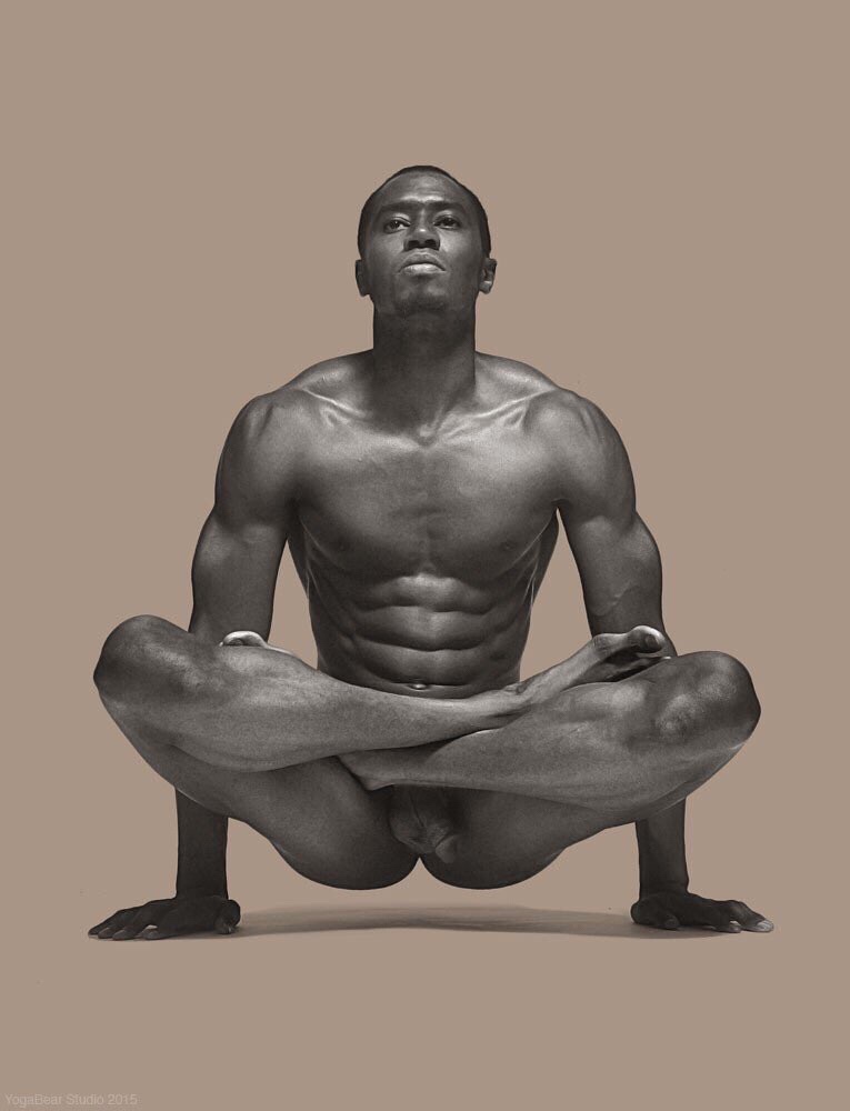 Gay man yoga painting by stuart hennessey